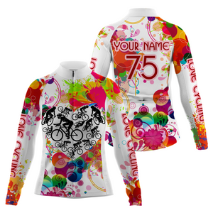 Custom Womens Rainbow Cycling Jersey Love Cycling Road Cycle Mountain Bicycling Shirt Girl Cyclist| NMS838