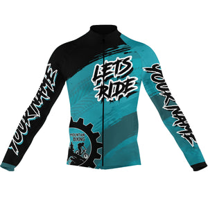 Lets ride Custom Blue Men cycling jersey UPF50+ Mountain biking tops Breathable gear with 3 pockets| SLC02