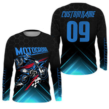 Load image into Gallery viewer, UPF30+ custom adult&amp;kid blue dirt bike jersey freestyle Motocross for life biker MX motorcycle PDT53