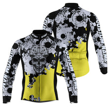 Load image into Gallery viewer, Skull mens cycling jersey Custom black bike shirt with pockets UPF50+ full zip bicycle clothes| SLC215