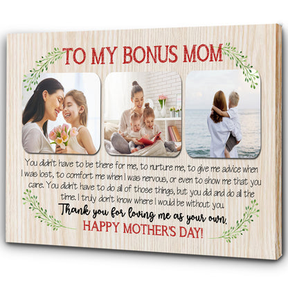 To My Bonus Mom Personalized Canvas Photo Collage, Step Mom Mother's Day Gift for Bonus Mother| N2514