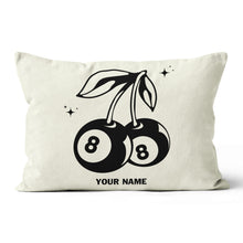 Load image into Gallery viewer, Personalized 8 Ball Cherry Billiards Pillows Custom Beige White Pillow TDM0742