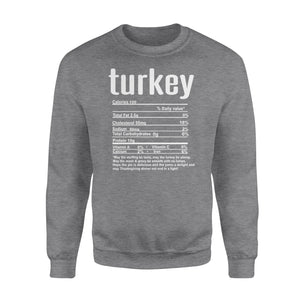 Turkey nutritional facts happy thanksgiving funny shirts - Standard Crew Neck Sweatshirt