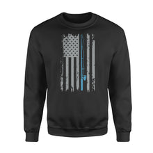 Load image into Gallery viewer, American flag fishing shirt vintage fishing - Standard Crew Neck Sweatshirt