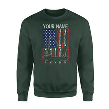 Load image into Gallery viewer, American flag fisherman kayak fishing custom name US fishing rod D05 NQS1244 - Standard Crew Neck Sweatshirt