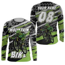 Load image into Gallery viewer, Green MTB jersey UPF30+ mountain bike jersey kids bike shirt mens downhill clothes cycling gear| SLC256