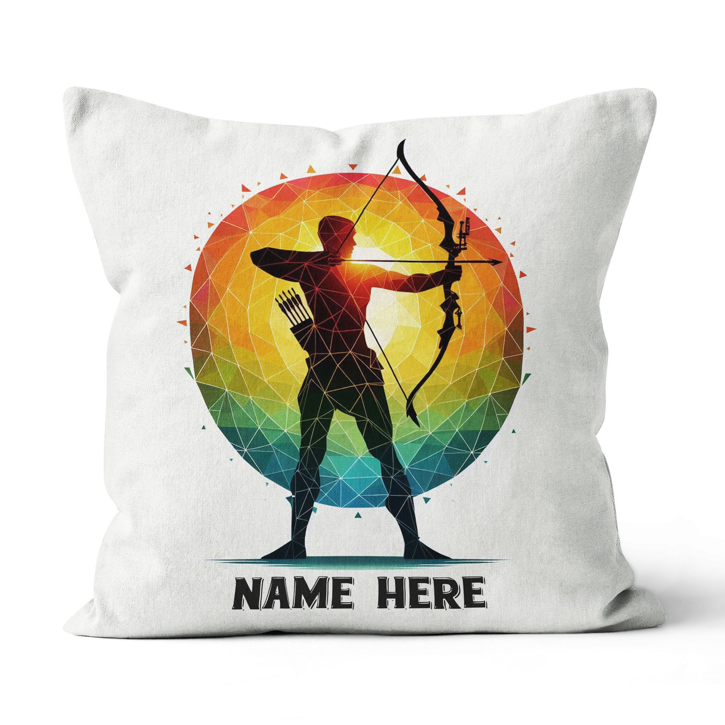 Colorful Men Archer Custom Name White Pillow, Best Archery Pillow Gifts TDM0857