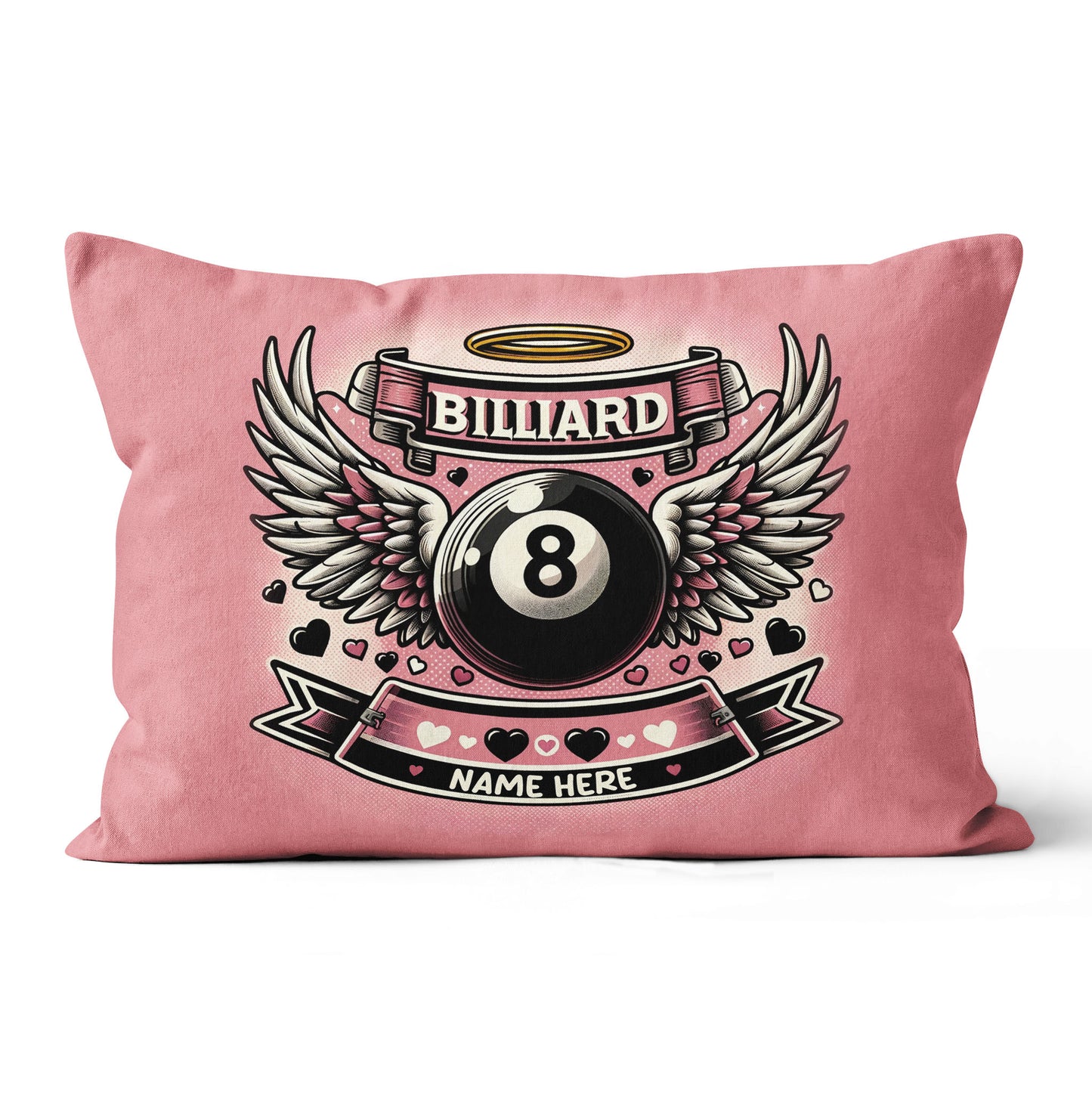 Personalized 8 Ball Pool With Wings Pillow Best Billiard Valentine Gifts TDM0885
