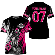 Load image into Gallery viewer, Extreme Motocross pink jersey UPF30+ youth adult custom dirt bike racing shirt motorcycle PDT340