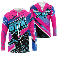 Load image into Gallery viewer, BMX life Pink BMX jersey UPF30+ adult kid BMX shirt cycling gear youth bicycle motocross gear mens| SLC133