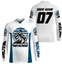 Load image into Gallery viewer, Personalized MX off-road jersey blue and white Motocross kid&amp;adult UPF30+ biker racing off-road  PDT184