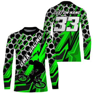 Personalized Green BMX racing jersey UPF30+ Adult Kid stunt riding shirt Extreme cycling gear| SLC54