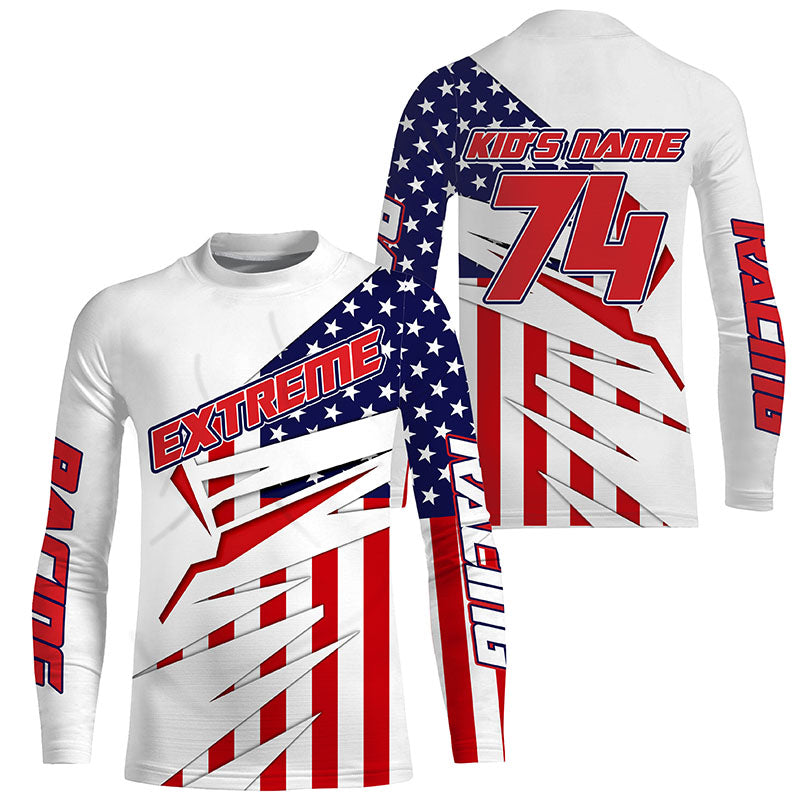 Patriotic personalized Motocross jersey kid men women UPF30+ extreme USA dirt bike shirt motorcycle PDT341