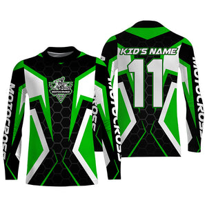 Adult&kid custom Motocross green jersey MX off-road UPF30+ racing dirt bike shirt motorcycle PDT327