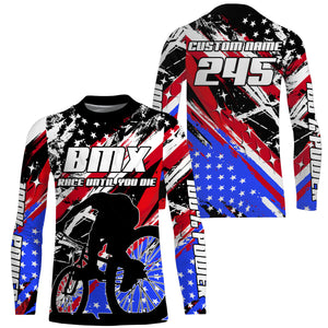 Race until you die Custom patriotic BMX racing jersey UPF30+ Adult kid cycling gear USA bike shirt| SLC78