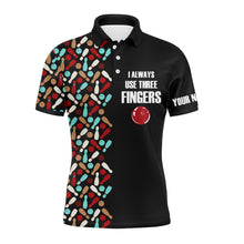 Load image into Gallery viewer, Funny Men Polo Bowling Shirt Personalized Short Sleeve Polo for Men Bowlers Aways Use Three Fingers NBP57