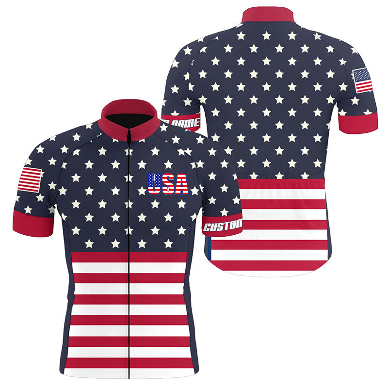 USA cycling jersey UPF50+ American bike shirt road MTB BMX dirt gear Biking tops with pockets| SLC220