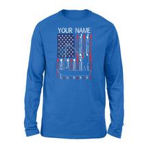 Load image into Gallery viewer, American flag fisherman kayak fishing custom name US fishing rod D05 NQS1244 - Standard Long Sleeve