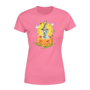 Custom photo dog halloween pumpkin personalized women's t-shirt