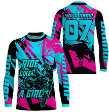 Load image into Gallery viewer, Ride Like A Girl Personalized MX Racing Jersey Girls Women Motocross Dirt Bike Long Sleeves NMS1267