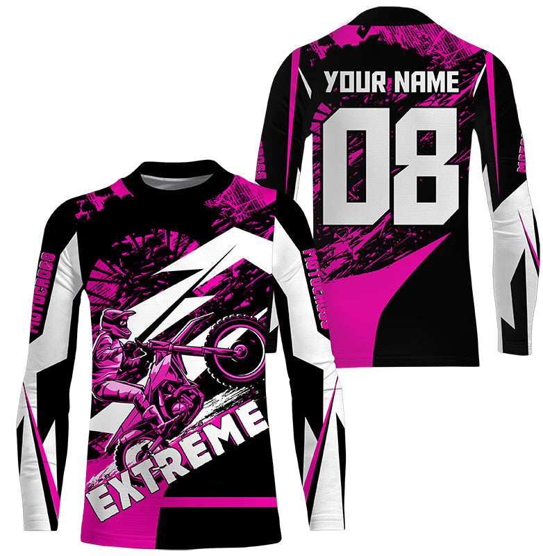 Men kid women pink Motocross jersey UPF30+ extreme custom dirt bike off-road motorcycle shirt PDT345