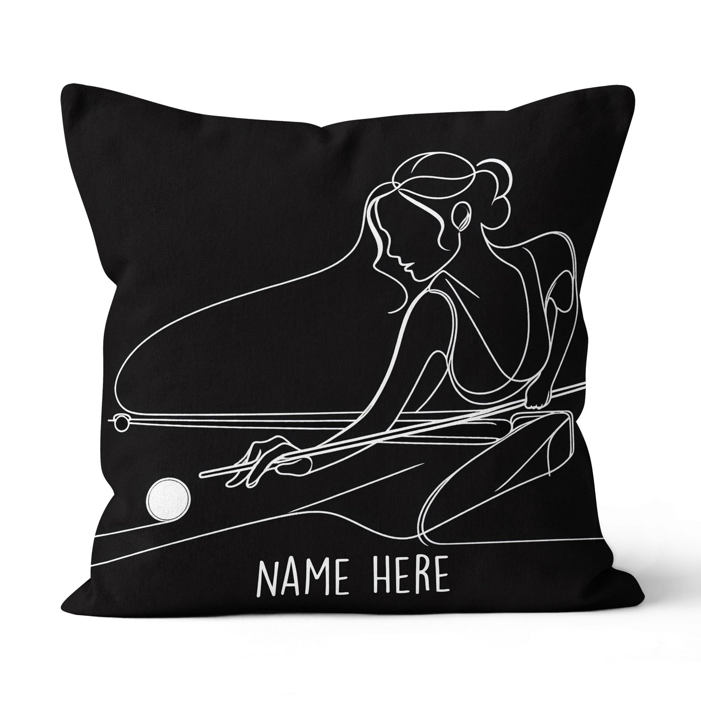 Personalized Woman Playing Pool Billiards Line Drawing Pillow Pool Gifts VHM0915