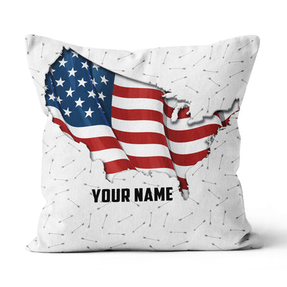 Personalized Patriotic American Flag Archery Arrows Pattern Throw Pillow TDM0797