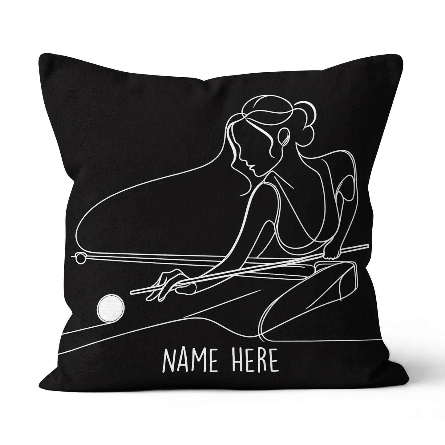 Personalized Woman Playing Pool Billiards Line Drawing Pillow Pool Gifts VHM0915