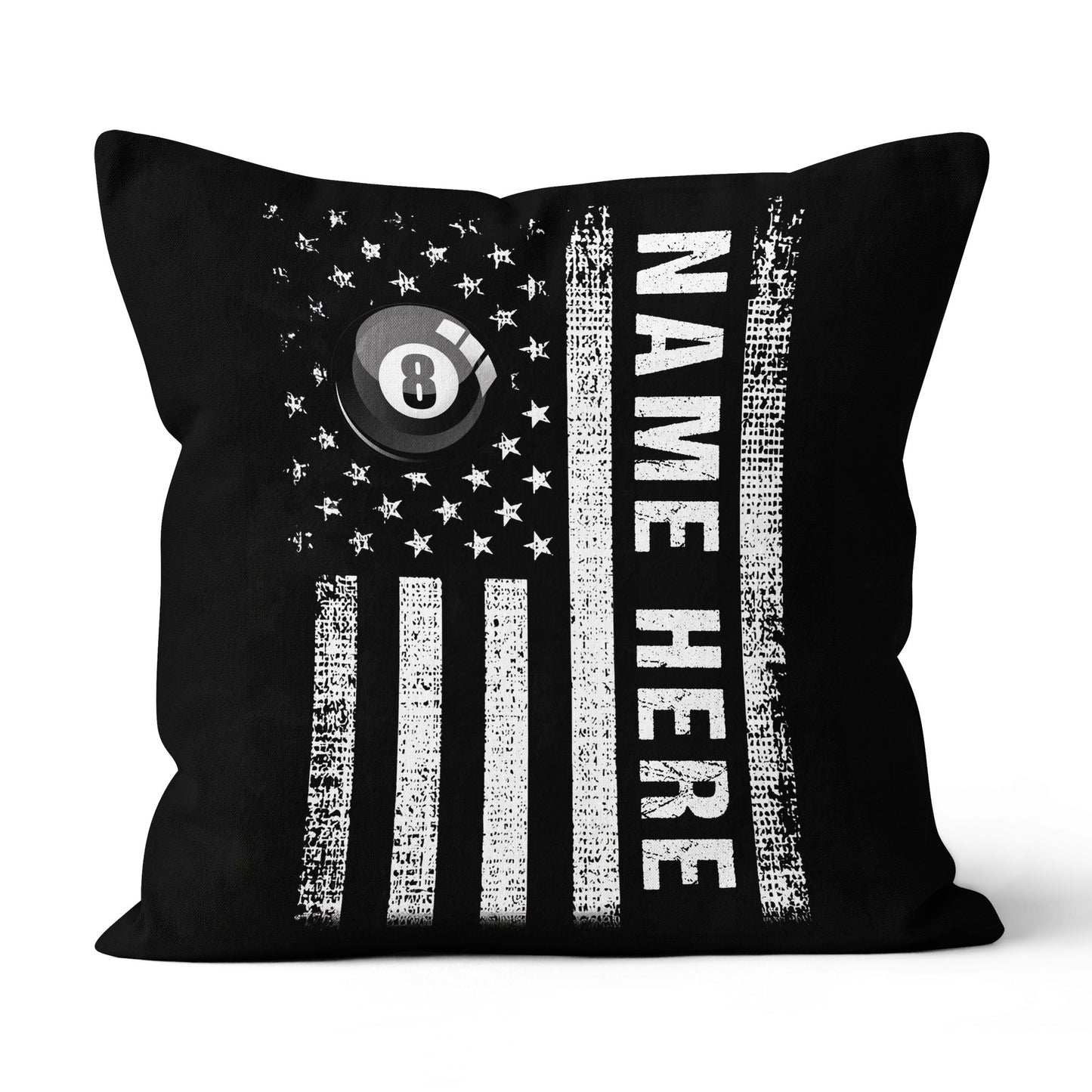 Customized Black White Us Flag Billiard Pillow, Patriotic Billiard Gifts TDM0889
