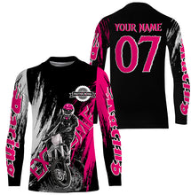 Load image into Gallery viewer, Extreme Motocross pink jersey UPF30+ youth adult custom dirt bike racing shirt motorcycle PDT340