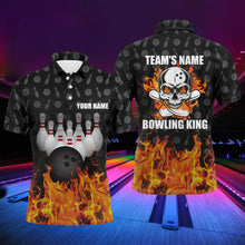 Load image into Gallery viewer, Bowling King Men Polo Shirt, Personalized Skull Bowling Team Bowlers Jersey NBP78