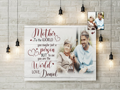 Personalized Mom Canvas - To Me You Are The World, Mother's Day Thoughtful Gift Birthday Christmas| N2458