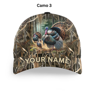 Personalized Turkey Hunting Hats, Snapback Baseball Camo Hat Turkey Hunting gear, Hunting Gifts FSD4415