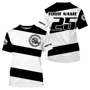 Black and white Motocross long sleeve jersey UPF30+ youth adult custom dirt bike racing shirt  PDT187