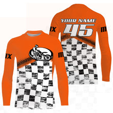 Load image into Gallery viewer, Flag racing jersey Motocross custom for kids men women orange UPF30+ dirt bike off-road motorcycle PDT128