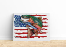 Load image into Gallery viewer, Rainbow Trout fly fishing with American flag ChipteeAmz&#39;s art Matte Canvas AT024