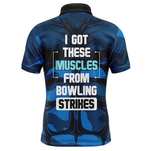 Funny Muscle Men Polo Bowling Shirt Personalized Short Sleeve Bowlers Jersey NBP60
