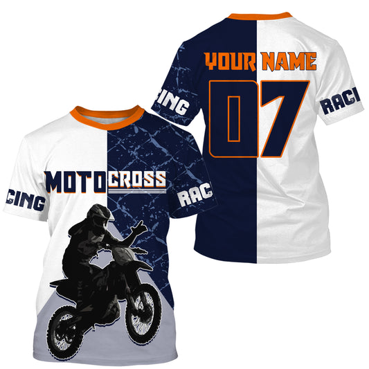 Personalized Motocross off-road jersey white UPF30+ dirt bike men kid women long sleeves motorcycle PDT171
