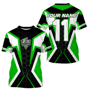 Adult&kid custom Motocross green jersey MX off-road UPF30+ racing dirt bike shirt motorcycle PDT327