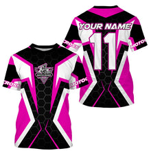 Load image into Gallery viewer, Adult&amp;kid custom Motocross jersey MX off-road UPF30+ racing pink dirt bike shirt motorcycle PDT328