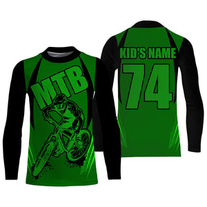 MTB jersey kids adult Green mountain bike shirt UPF30+ cycling jersey boys girls downhill clothes| SLC253