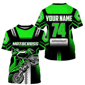 Personalized green Motocross jersey UPF30+ youth&adult dirt bike riding off-road extreme MX shirt PDT256