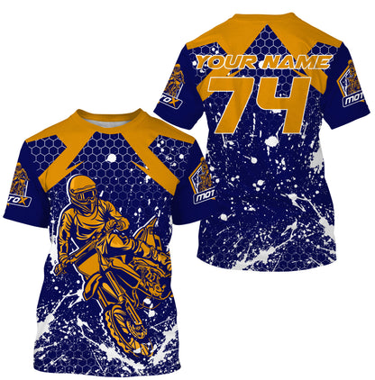 Blue custom Motocross riding jersey youth men women MX racing UPF30+ off-road extreme motorcycle PDT118
