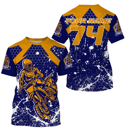 Blue custom Motocross riding jersey youth men women MX racing UPF30+ off-road extreme motorcycle PDT118