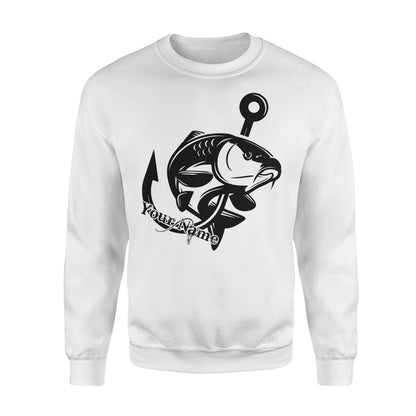 Carp fishing tattoos Customize name Crew Neck Sweatshirt, personalized fishing gifts for fisherman - NQS1208