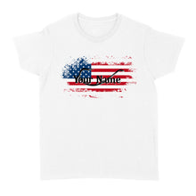 Load image into Gallery viewer, Custom name American Flag Fish Hook fishing Women&#39;s T-shirt, personalized fishing apparel gift for Fishing lovers- NQS1198