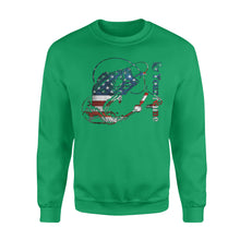 Load image into Gallery viewer, US Bass Fishing American Flag Custom name Crew Neck Sweatshirt D02 NQS1248