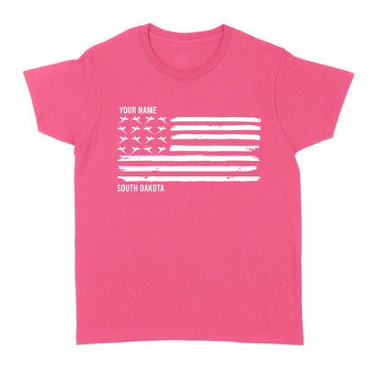 South Dakota Pheasant Flag custom Name women's T shirt - FSD1161