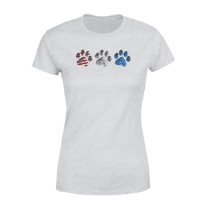 Red White Blue American Flag Dog paws Women's T-shirt design gift ideas for Dog lovers  - SPH85
