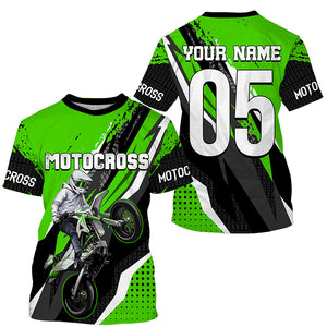 Men women youth custom Motocross jersey UPF30+ off-road green dirt bike racing shirt motorcycle PDT304